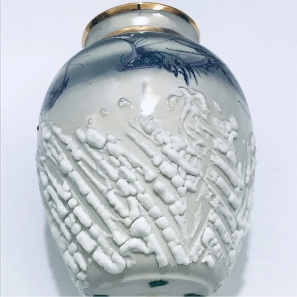 Vintage Cherish Porcelain Studio Vase Handcrafted Turquoise Gold Gilded 6" tall - Picture 5 of 7